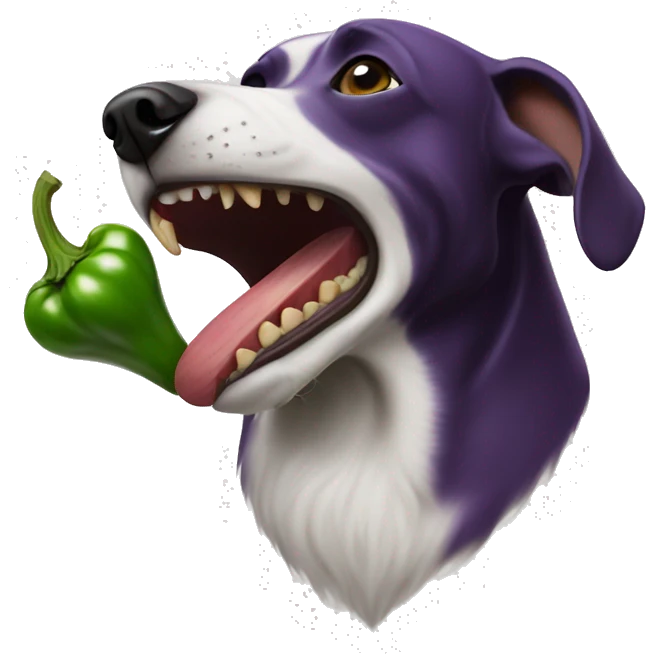 dog eating eggplant emoji