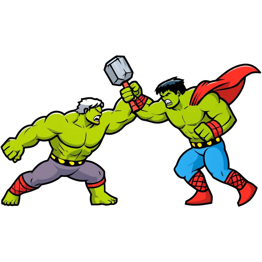 Hulk versus Thor, superhero battle emoji