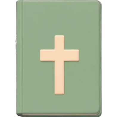 Open Light Sage green holy Bible with baby pink cross on the cover and baby pink coloured gardens coming on the cover  emoji
