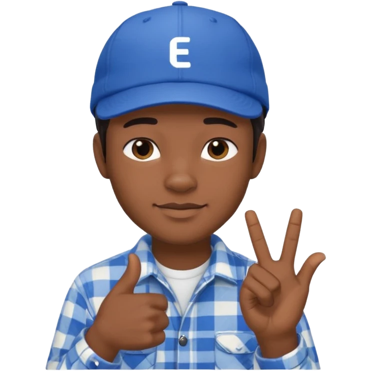Emoji of a young man with dark hair, wearing a blue cap and a white flannel shirt, the young man is making a "like" gesture with his right hand emoji
