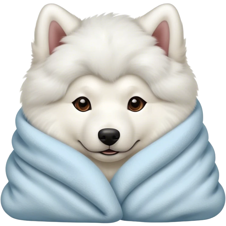 Samoyed cozy in blanket emoji