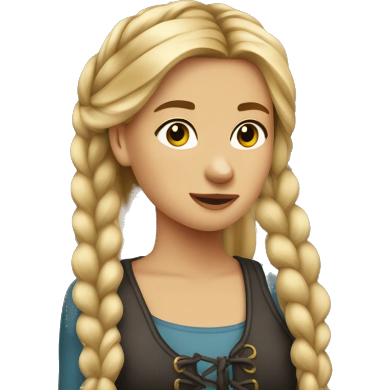Dirty blonde girl with braid  and a very dark bay horse emoji