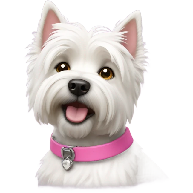 west highland terrier with pink collar  emoji