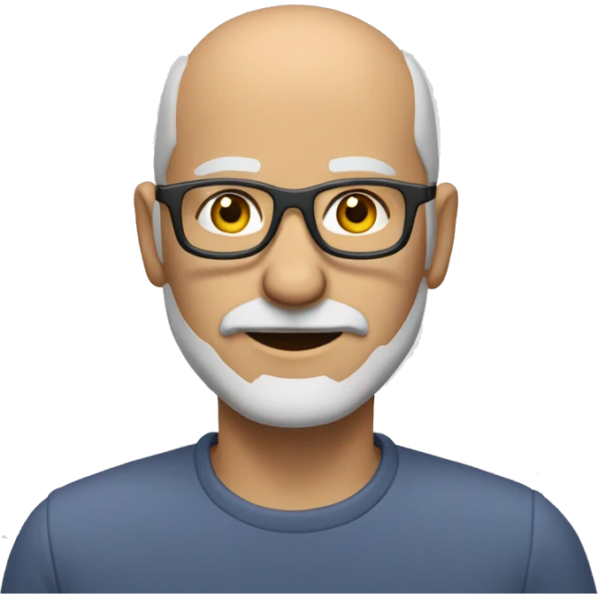 middle-aged bald man, with a greying beard and tech glasses emoji