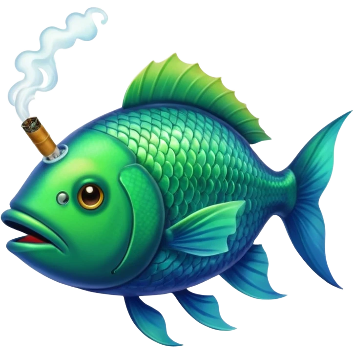 Fish smoking a huge blunt emoji
