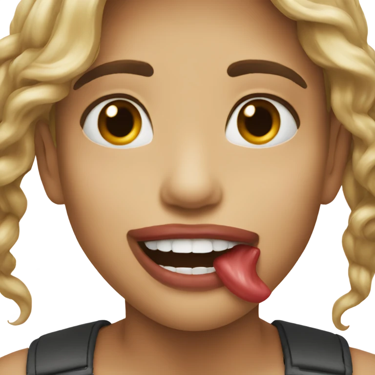 Lip bite smile emoji