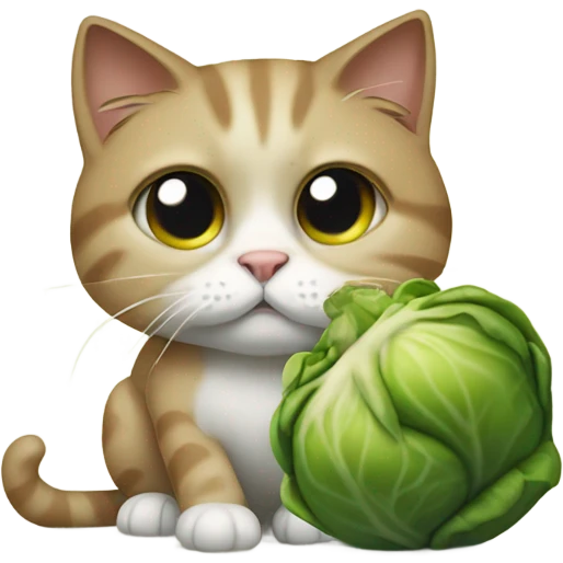 Sad cat eating Brussels sprouts emoji