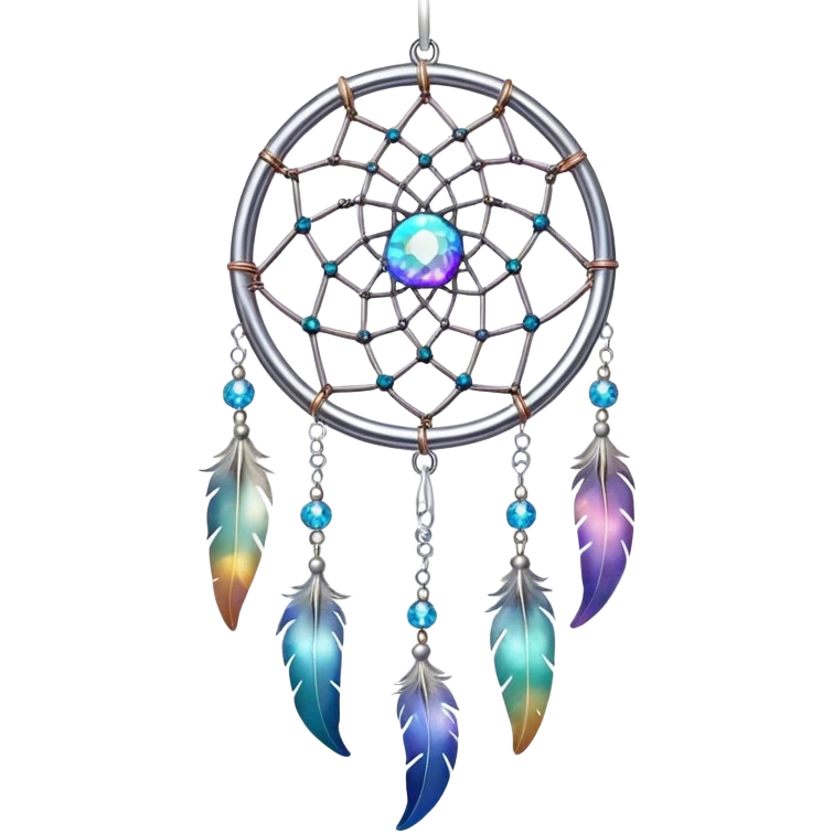 Iridescent nebula Dreamcatcher-suncatcher hanging from a thin thread emoji