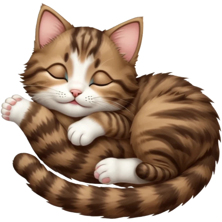 dark brown tabby and white kitten sleeping whilst in funny positions stretched out and  upside down emoji