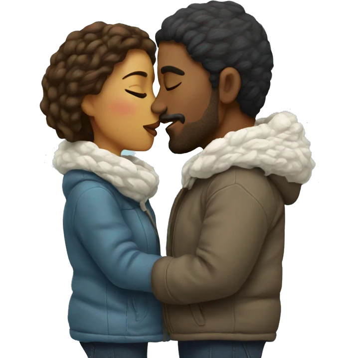 Winter couple kissing emoji