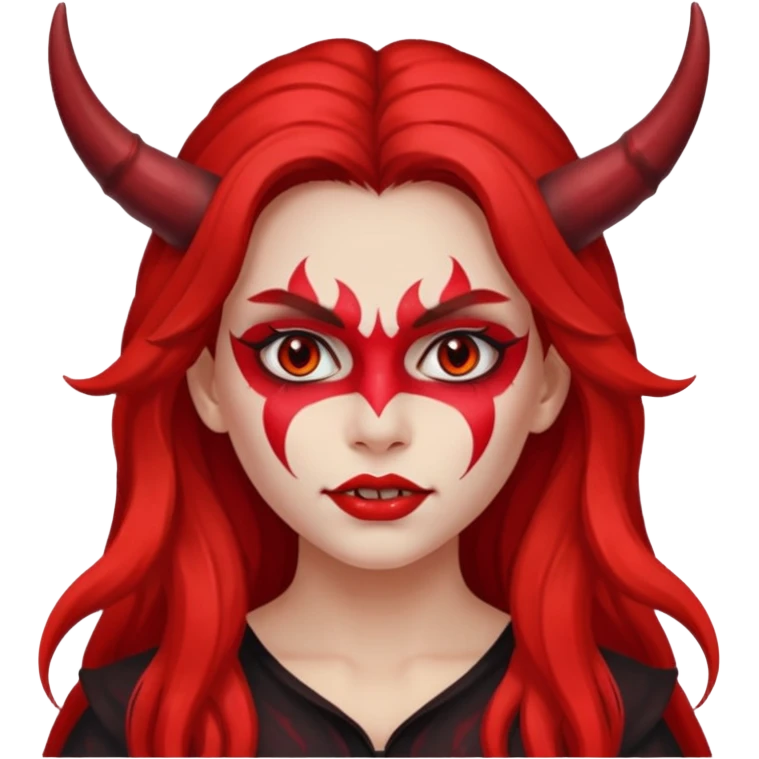 a long-haired red face paint devil girl  emoji