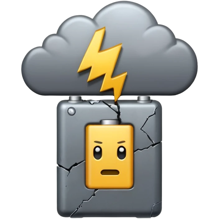 broken battery with a gray cloud above it deppression
 emoji