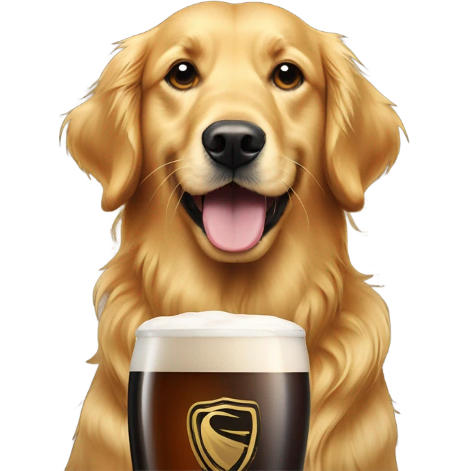 Golden retriever drinking Guinness  emoji