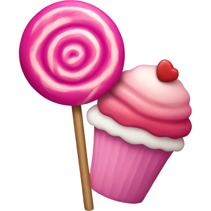 Pink lollipop and cupcake  emoji