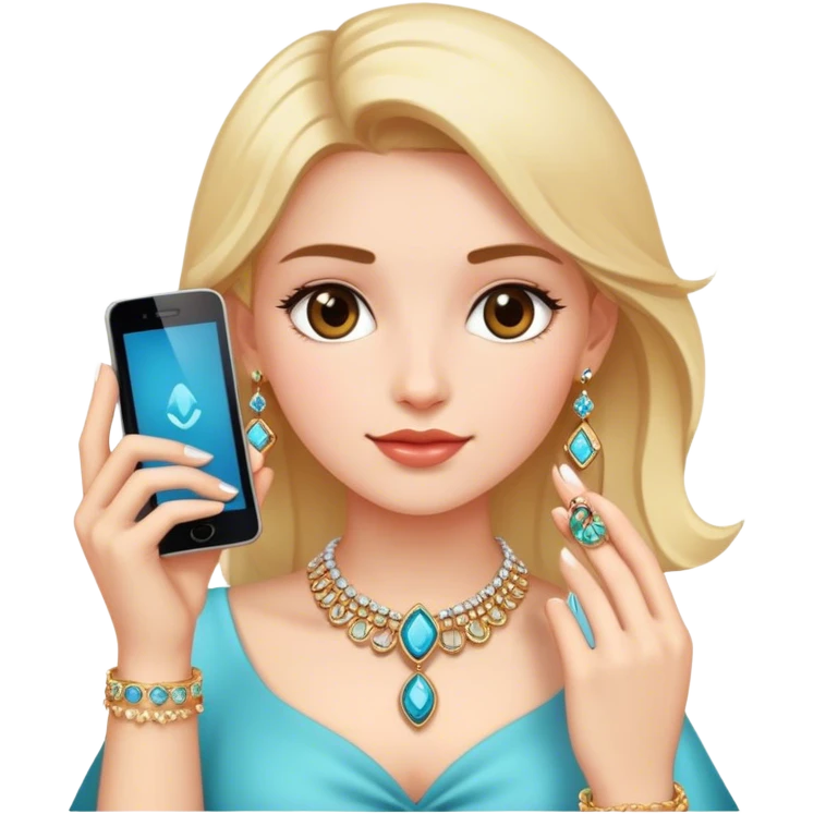 girl with phone and jewelry emoji