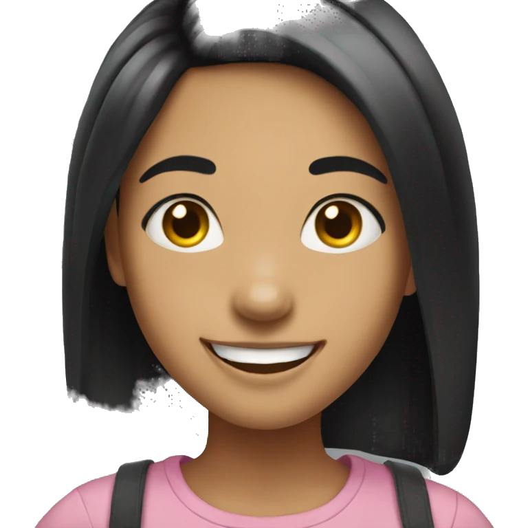happy girl  with black hair emoji