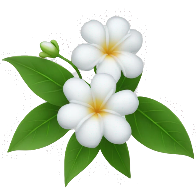 3 jasmins flowers with leafs emoji