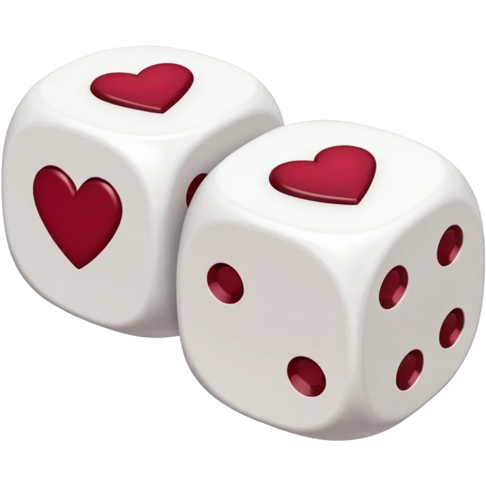 two dices in with burgundy red heart details emoji