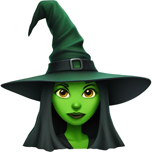 Wicked green girl with witch hat  emoji