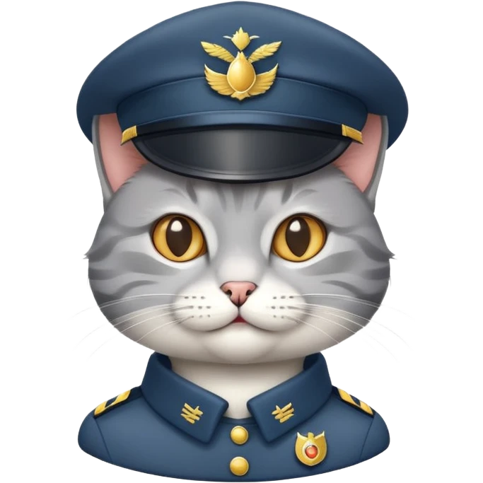 cat with a smirk wearing a cadet hat emoji