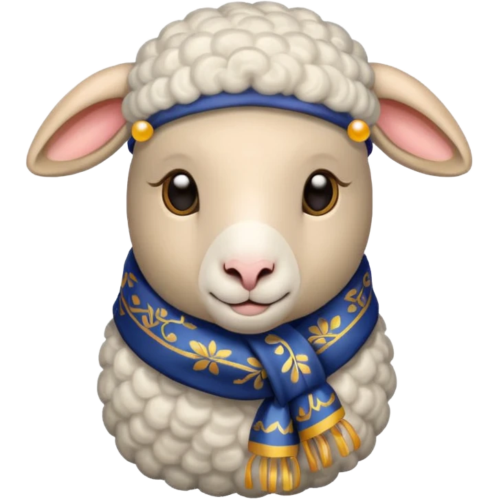 sheep with decorative scarf emoji