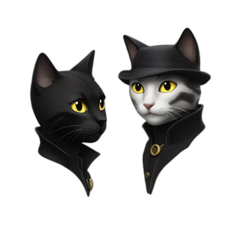 Chat noir et chat noir et blanc emoji