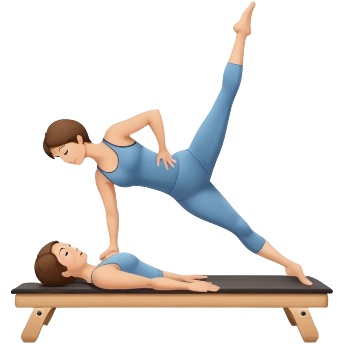 Pretty, sexy, mature, slightly curvy white Woman with short brown hair doing Pilates exercises  emoji