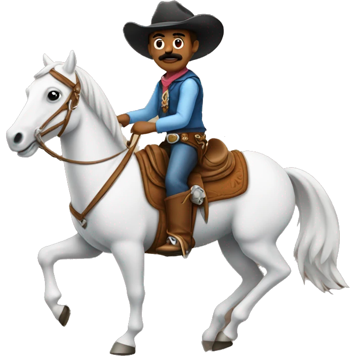 Cowboy with mustache riding horse emoji