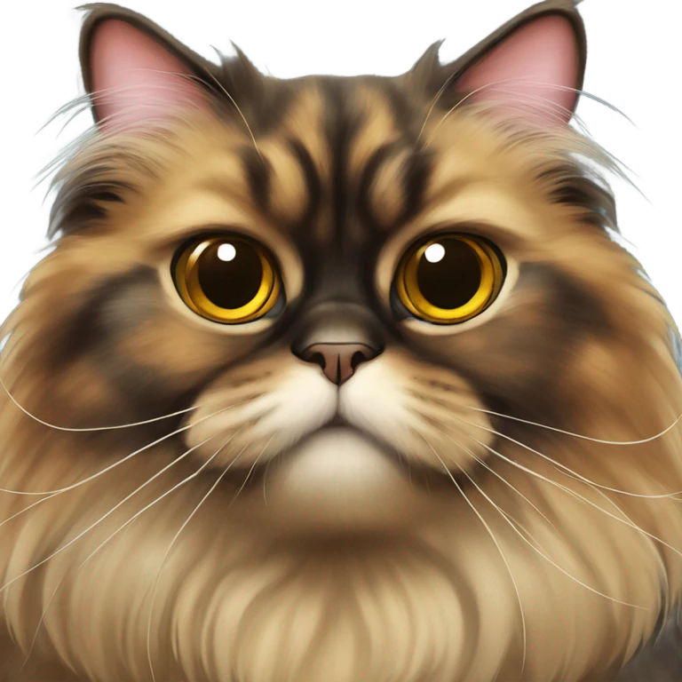 tortoiseshell persian cat staring at viewer emoji