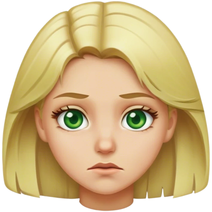 Blonde girl with green eyes disgusted emoji