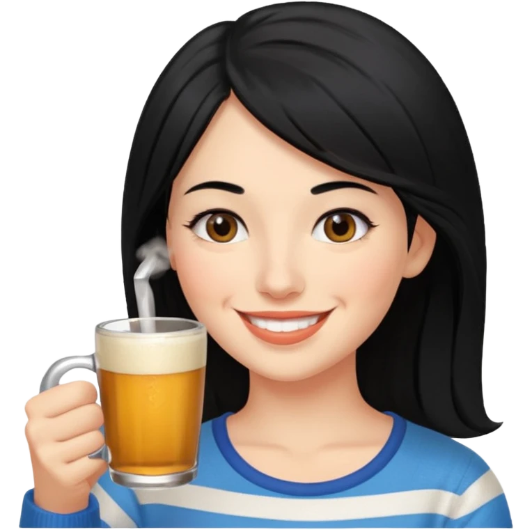 mujer de pelo negro tomando MATE argentino emoji