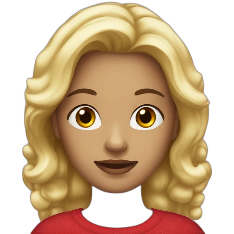 Woman with blonde hair brown eyes holding Christmas decorations emoji