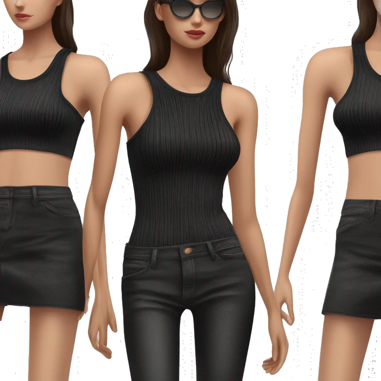 chic black ribbed tank top with tag hyperrealistic soft textures no background emoji