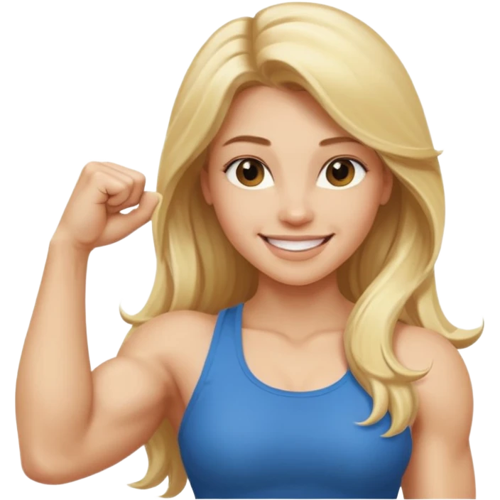 blonde long hair young women show biceps emoji emoji