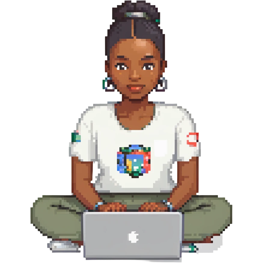 black woman coding at a laptop emoji