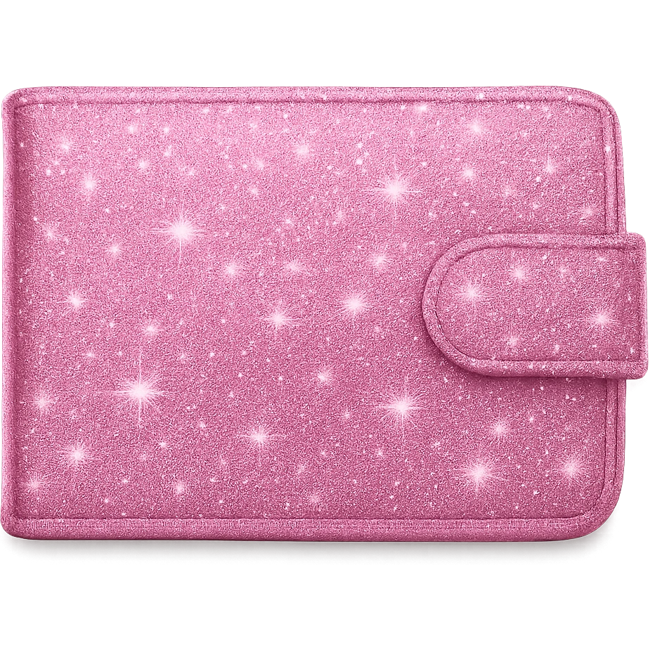 girly sparkling wallet, pink color emoji