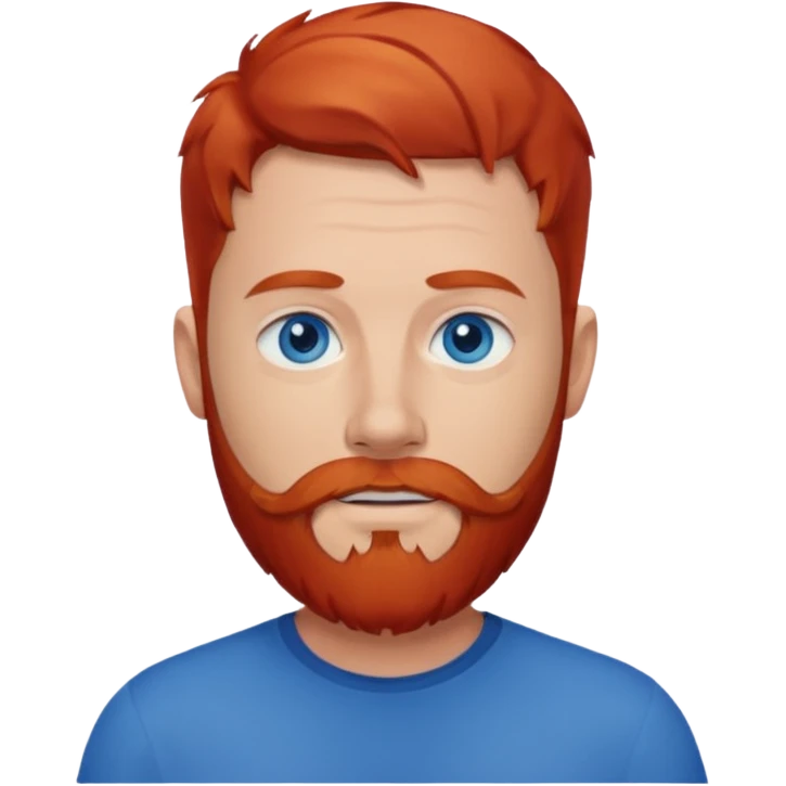 Dave Farrell with blue eyes, red hair and beard emoji