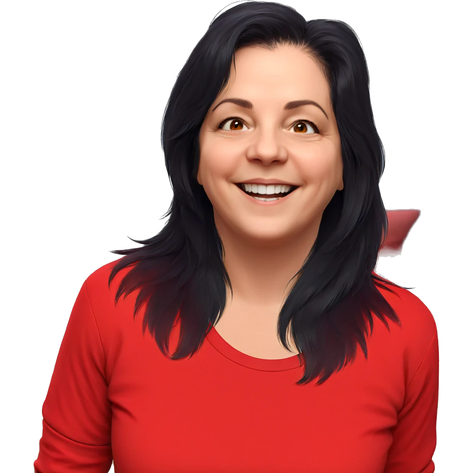 smiling girl in red shirt emoji