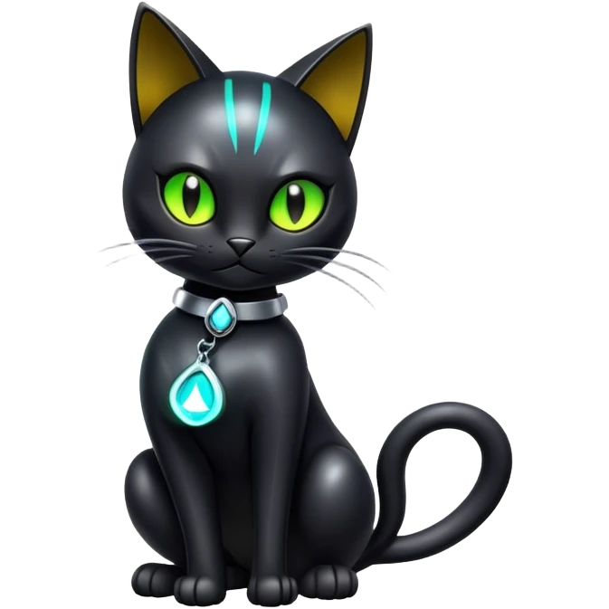 Futuristic black cat-Fakémon-creature (full body) emoji
