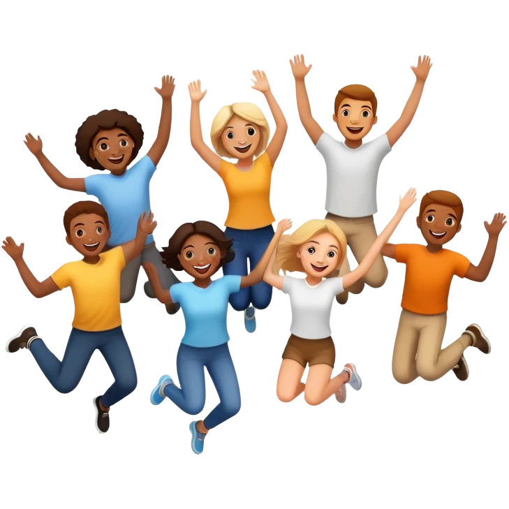 friends jumping emoji