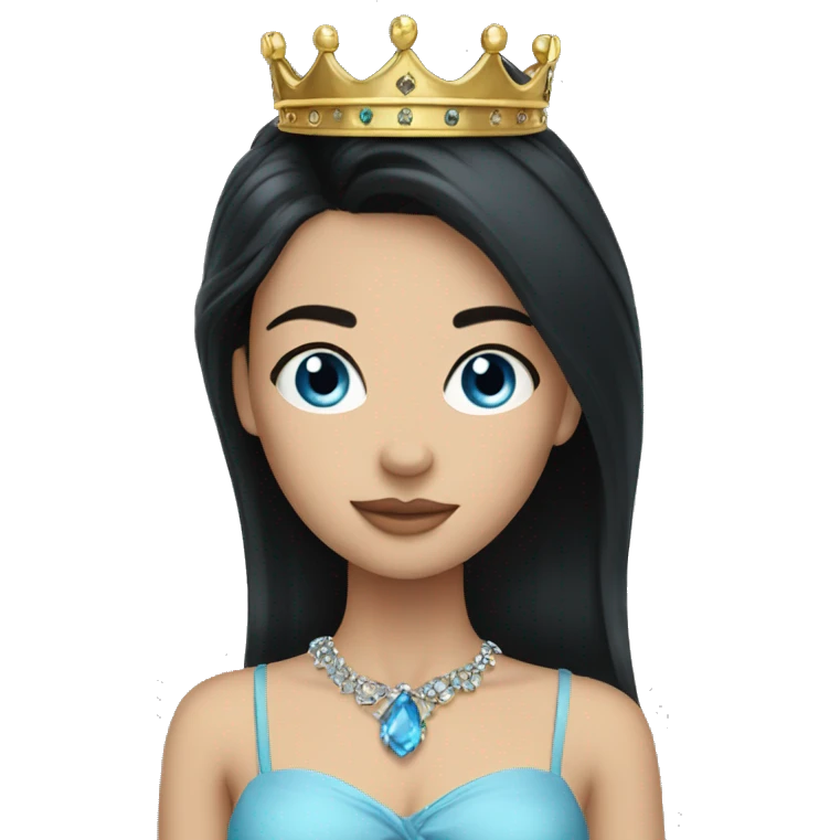 girl with black hair jewelry blue eyes and crown emoji