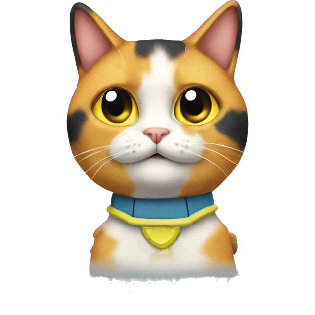 calico cat in a spongebob outfit emoji