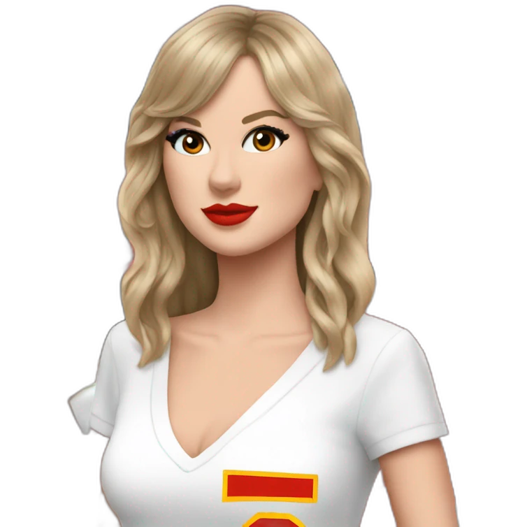 taylor swift with straight hair at the chiefs game emoji