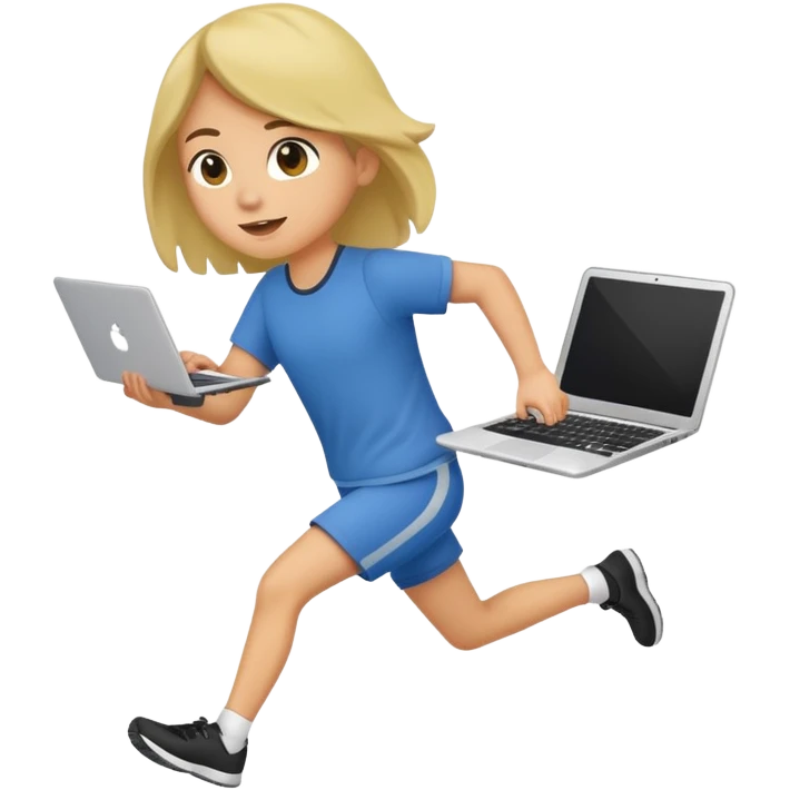 cute olive running holding a laptop emoji