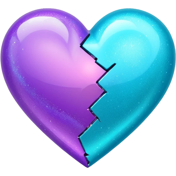 glitter cian and purple broken heart emoji