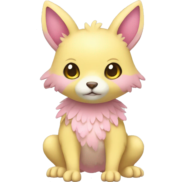 Cute cool beige yellow pink animal hybrid Fakemon full body emoji