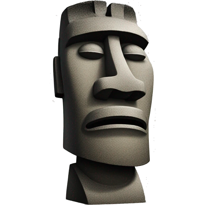 patung moai warna kunig tap bulat emoji