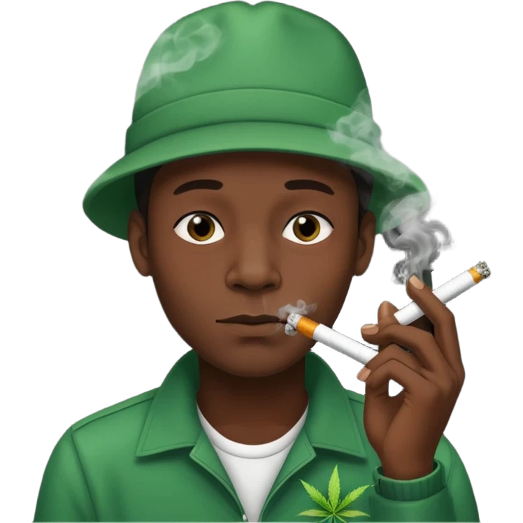 Black man smoking weed emoji