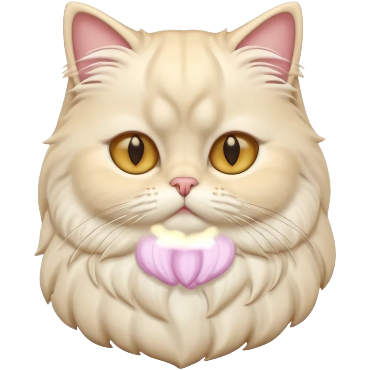 A 3D cartoon Persian cat with soft cream-white long fur, round face, golden eyes, gentle expression, cinematic Memoji-style lighting. emoji
