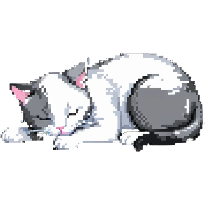 Cat sleeping in a small cat bed emoji